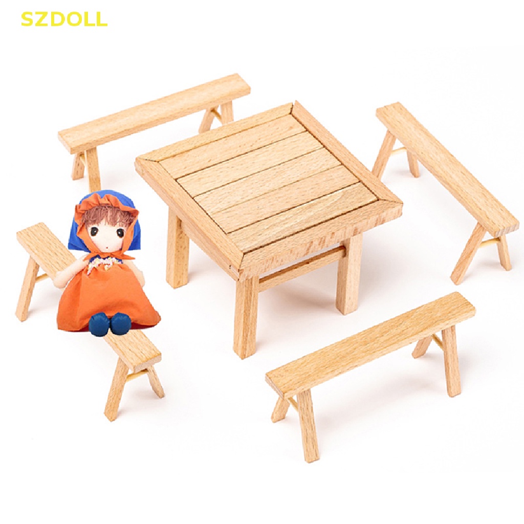 1 Bộ Bàn Ghế Nội Thất Mini Tỉ Lệ 1 / 12 Trang Trí Nhà Búp Bê