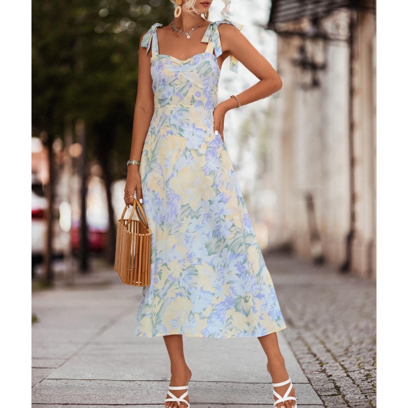Đầm Quây Ngực Không Tay In Hoa Thời Trang Mùa Hè 2023 Dành Cho Nữ