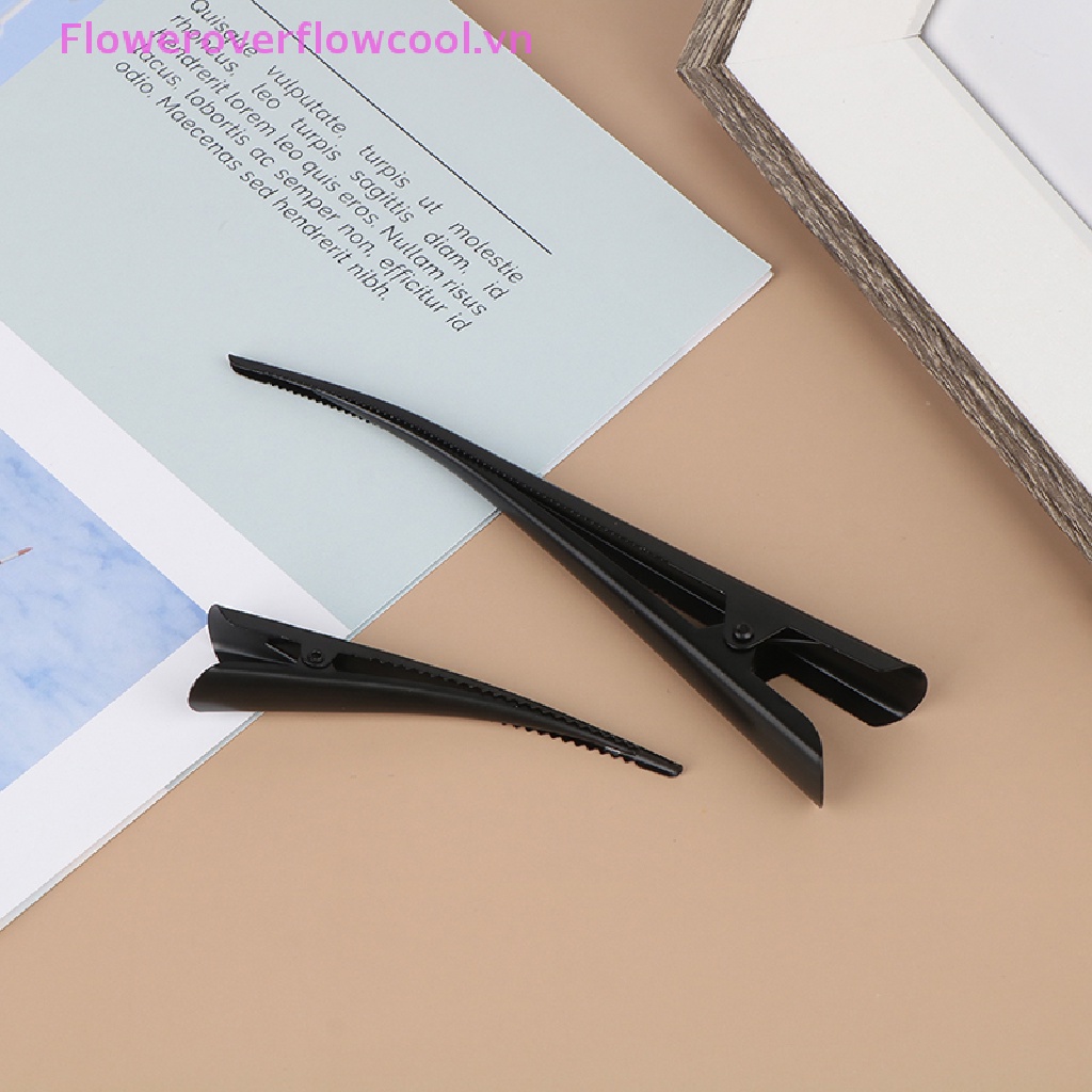 Set 4 Kẹp Tóc Mỏ Vịt / Răng Hoa 12.5cm Bằng Kim Loại Màu Đen