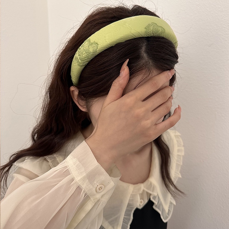 Băng Đô Cài Tóc Vải Jacquard Họa Tiết Hoa Phong Cách Hàn Quốc Cổ Điển Chất Lượng Cao