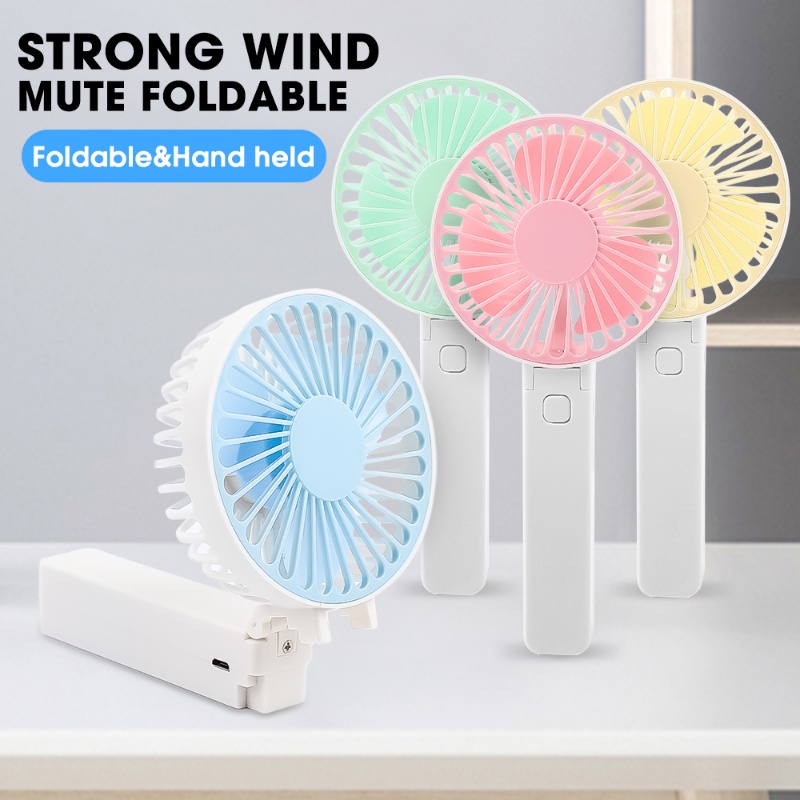 Quạt Nhựa 3 Tốc Độ Cầm Tay Mini Nhiều Màu Sắc Thời Trang Có Cổng Sạc USB Đa Năng