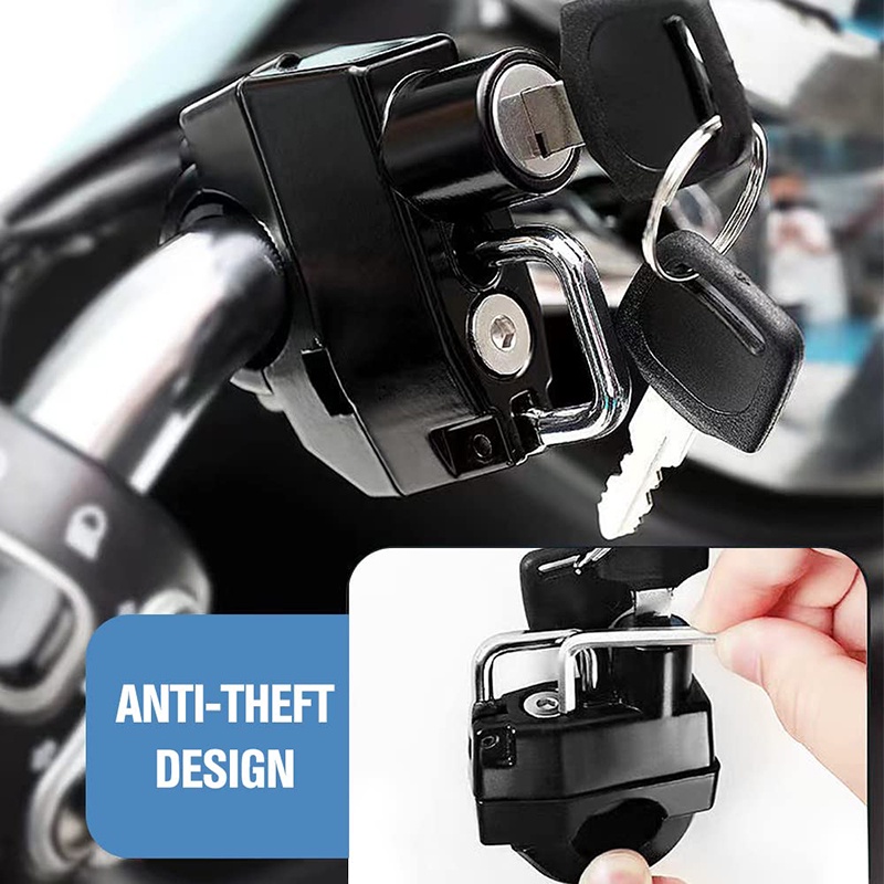 Khóa mũ bảo hiểm cho xe máy, xe đạp điện hai chế độ khóa mũ và treo đồ - Chất thép chống gỉ an toàn - Kèm 2 chìa khóa YKD