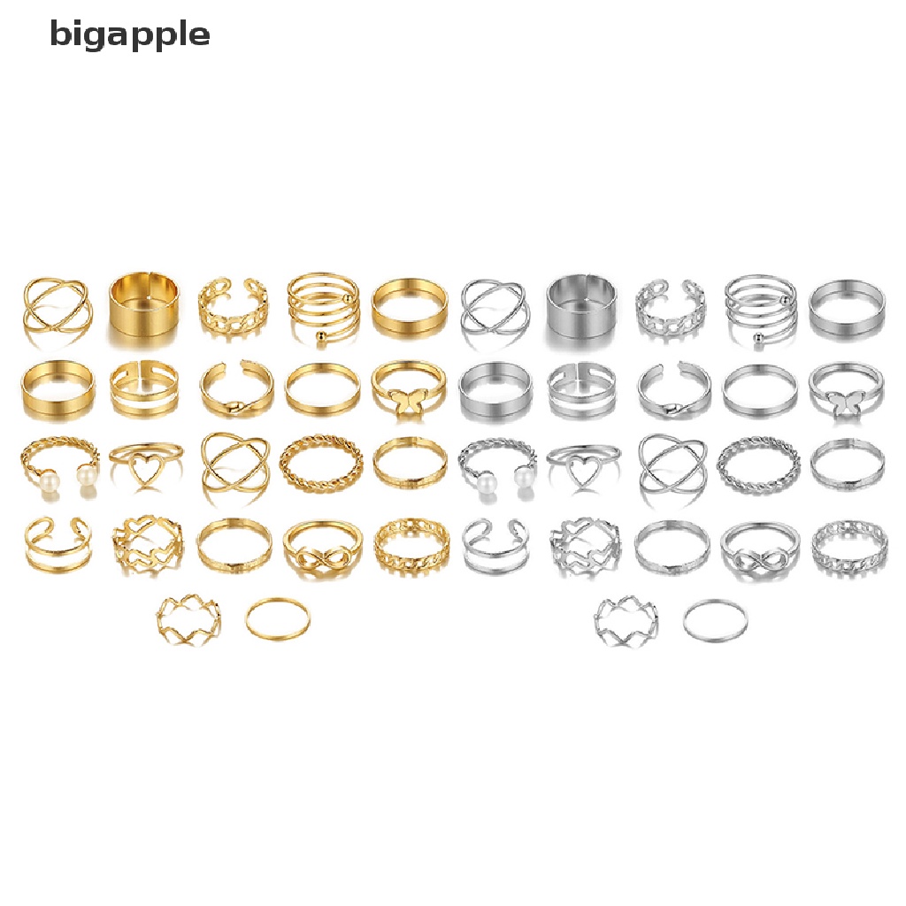 Bigapple Bộ 22 Nhẫn Hình Học Xoắn Ốc Hình Trái Tim Bướm Rỗng Bằng Kim Loại Bạc Cho Nữ RDG