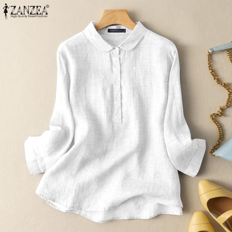 Áo sơ mi nữ ZANZEA dài tay cổ bẻ thời trang đường phố