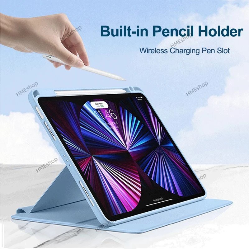 Ốp Máy Tính Bảng Bảo Vệ 360 Độ Cho iPad 10.2 9th 8th 7th Gen Pro 11 10.5 9.7 Air 5 4 3 2 1 Mini 6 5 4 10th 10.9° Vỏ Bọc Bút Vẽ Acrylic Trong Suốt Đa Ứng Dụng