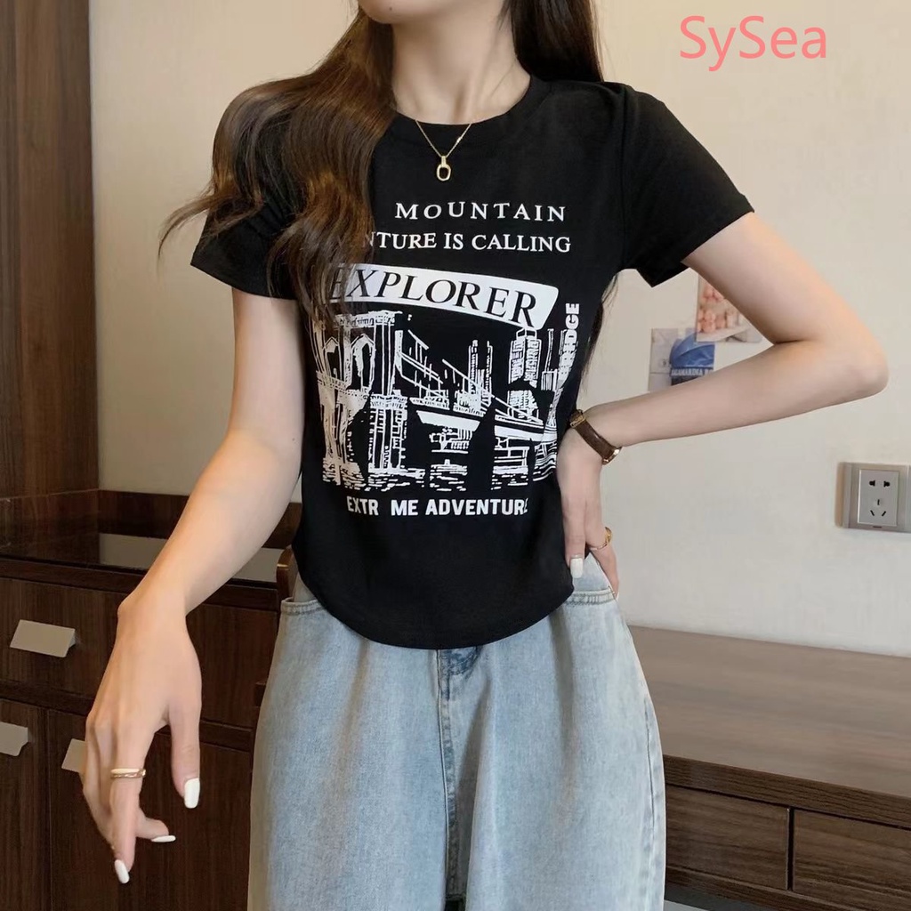 Áo Sơ Mi Ngắn In Họa Tiết Phong Cách Mỹ Cổ Điển Thời Trang Mùa Hè Dành Cho Nữ