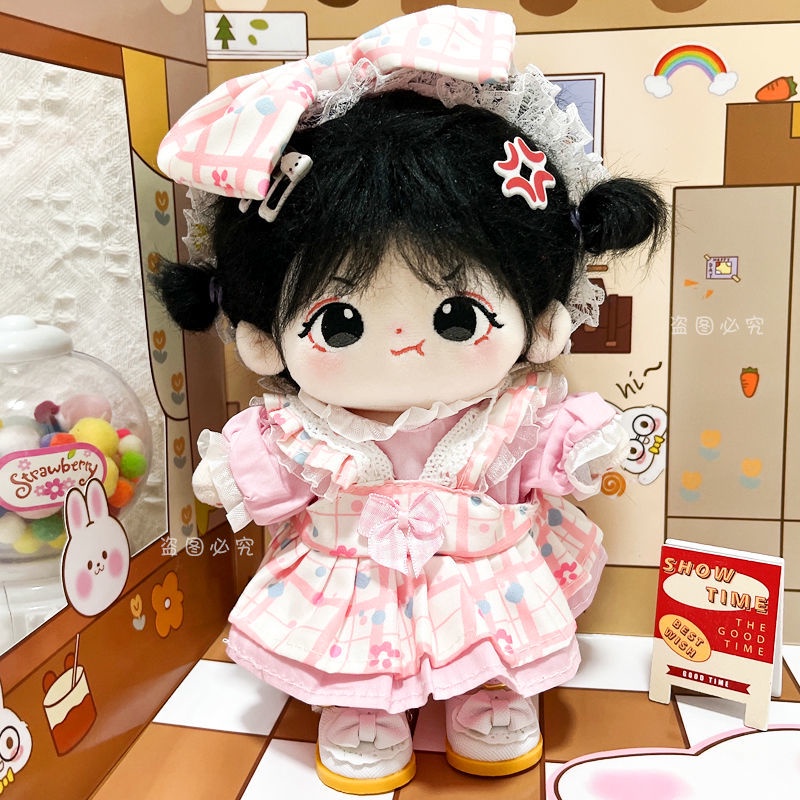 Búp Bê Cotton 20cm Mặc Đầm Hai Dây Kẻ Sọc Caro Dễ Thương Có Thể Mặc Không Bị Attributes