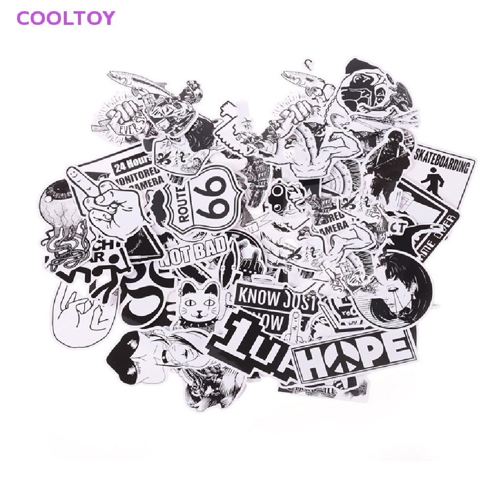 Cooltoy Set 100 Sticker Graffiti Dán Ván Trượt PVC Màu Trắng Đen HOT
