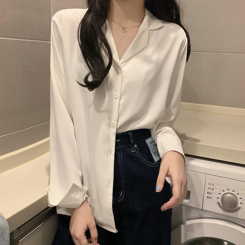 Áo Sơ Mi Trắng Cổ V Kiểu Retro Thời Trang Mùa Hè Cho Nữ