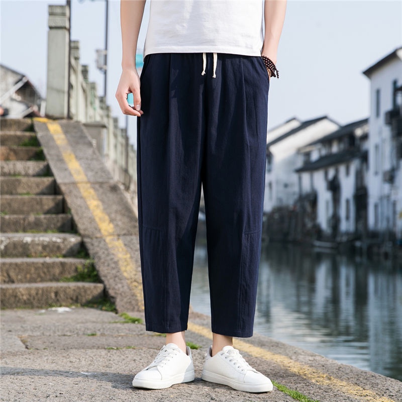 Quần Dài Vải Lanh Cotton Ống Rộng Phong Cách Trung Hoa Thời Trang Mùa Hè Hàng Mới 2023 24 Giờ