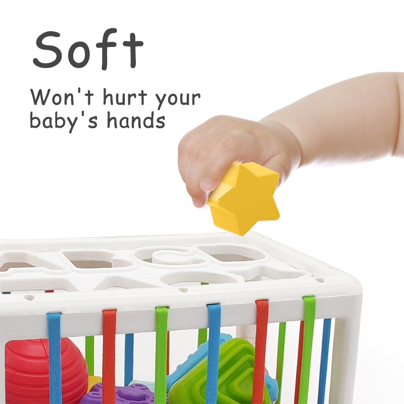 Đồ chơi LIMX OASIS khối lập phương phân loại giáo dục theo phương pháp montessori với dây thun co giãn cho bé