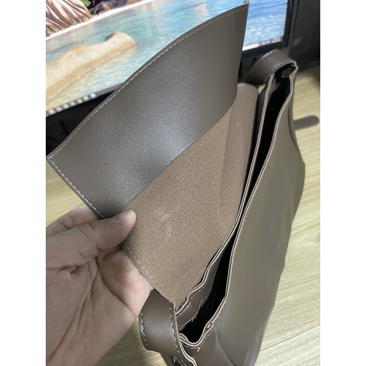 Túi đeo chéo nam nữa nam hàn trơn da mềm dẻo Treetwwin [FreeShip]