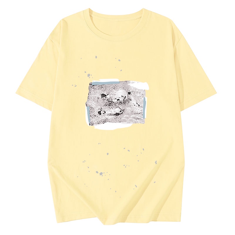 NRVP Áo Thun 100% Cotton Tay Ngắn Dáng Rộng In Họa Tiết Phong Cách Hàn Quốc Thời Trang Cho Nữ