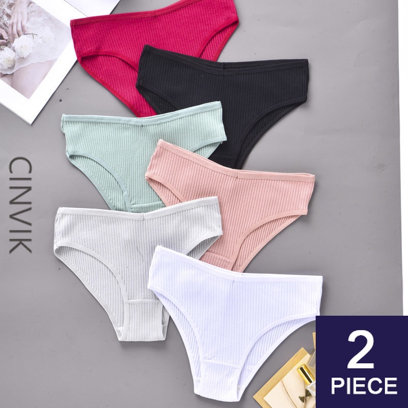 Set 2 Quần Lót Cotton Màu Sắc Đơn Giản Cho Nữ