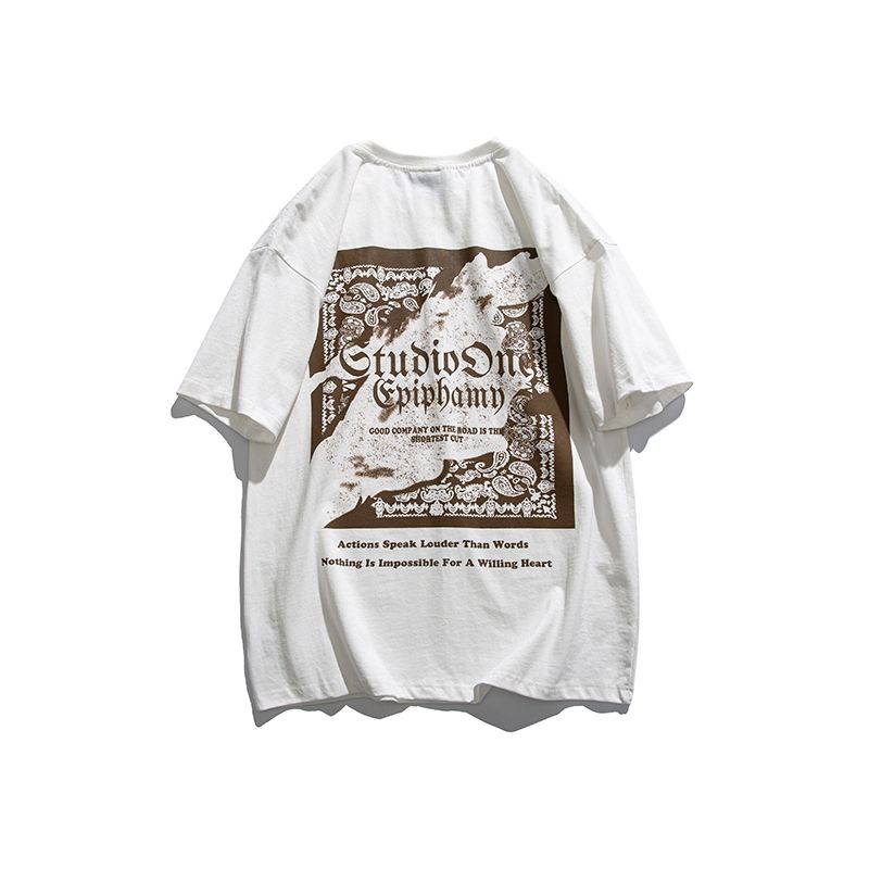 Áo Thun Nam Tay Ngắn Phong Cách Hip Hop Đường Phố Mỹ Thời Trang Mùa Hè 210g