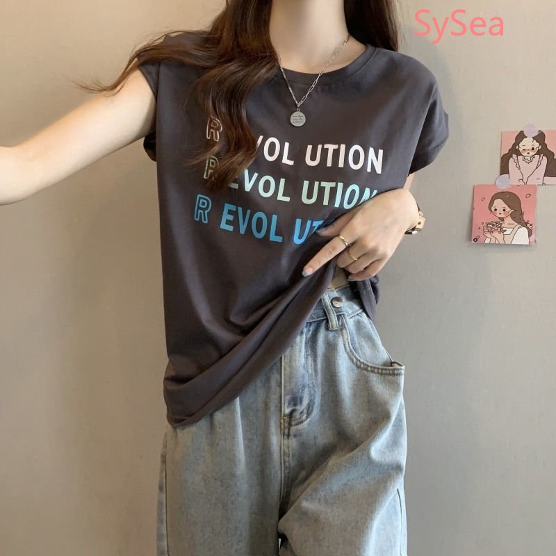 Áo Tank Top Form Rộng In Chữ Phong Cách Hàn Quốc Cho Nữ