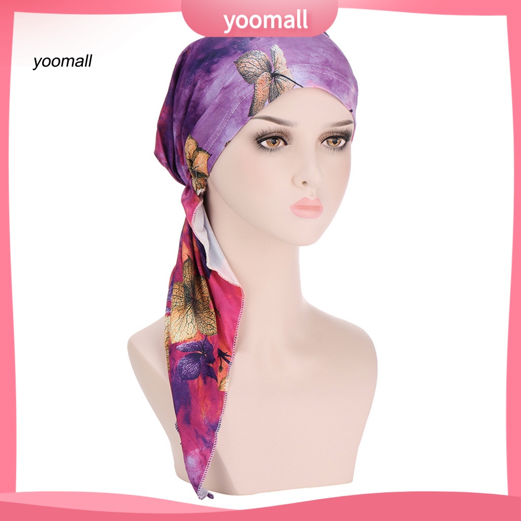 Mũ Trùm Đầu Co Giãn Phối Tua Rua In Họa Tiết Hoa Thời Trang Cho Nữ