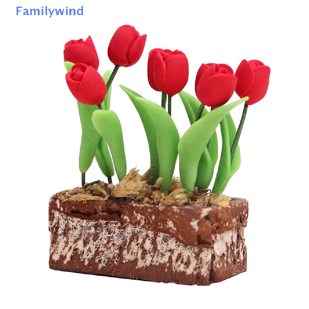 Mô Hình Hoa Tulip Đỏ Mini Tỷ Lệ 1: 12 Trang Trí Sân Vườn / Nhà Búp Bê