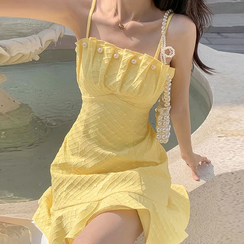 Đầm Đuôi Cá Hai Dây Mùa Hè Siêu Nữ Tính Phong Cách Pháp Ngọt Ngào Quyến Rũ Thời Trang Mùa Hè Hàng Mới 5pro