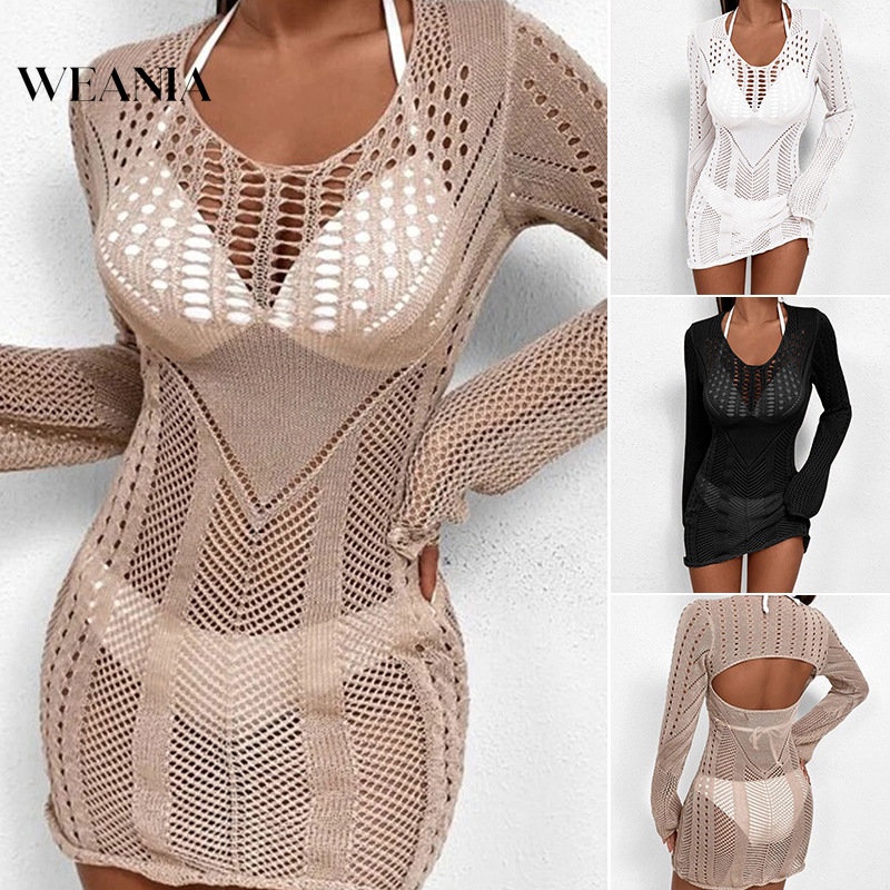 Đầm Dệt Kim Thiết Kế Xuyên Thấu Thời Trang Mùa Hè Cho Nữ