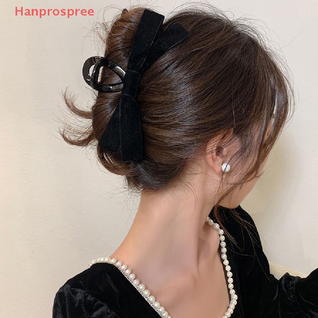 Hanprospree > Kẹp Tóc Cá Mập Đen Cỡ Lớn Bằng Nhung Phong Cách retro Hàn Quốc Ngọt Ngào Cho Nữ