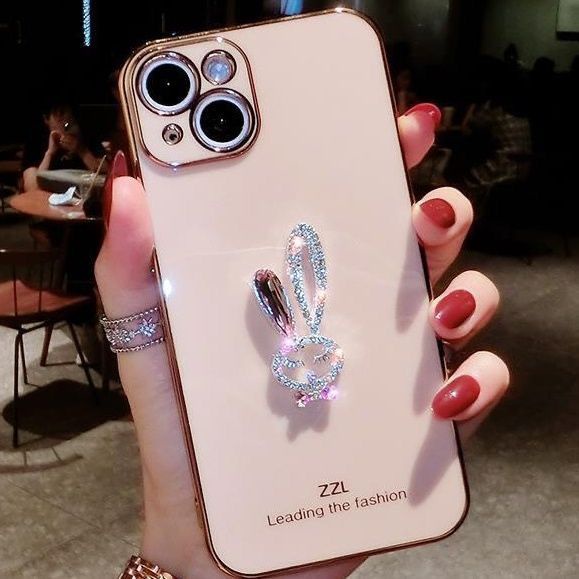 Ốp Điện Thoại Silicon Tráng Gương Hình Thỏ Đính Đá Cho IPhone 14proamx 13 Pro Max Ins 12 Pro Max 11 Pro Max Xsmax Xr X XS 8 7Plus