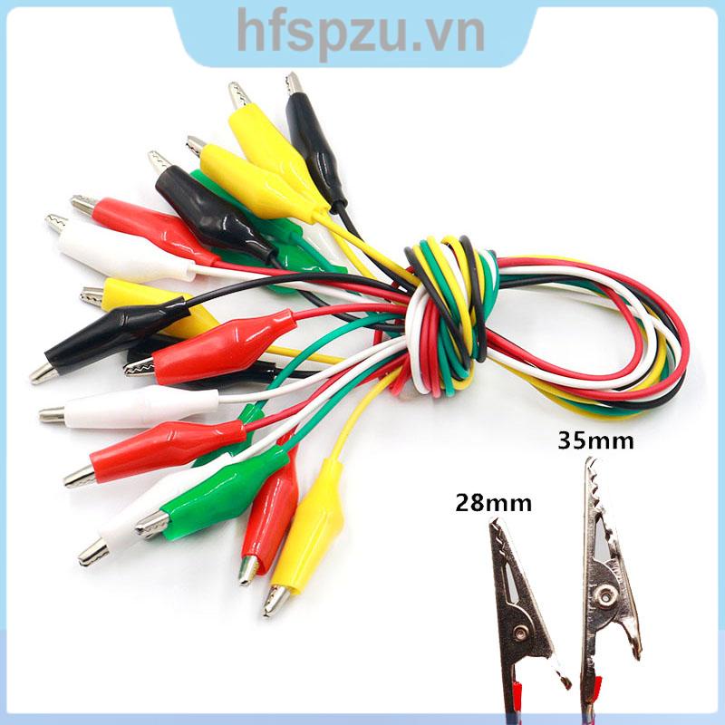 Bộ 10 Dây Cáp Kẹp Cá Sấu Hai Đầu Nhiều Màu Sắc Dùng Để Kiểm Tra Nguồn Điện DIY VNH2