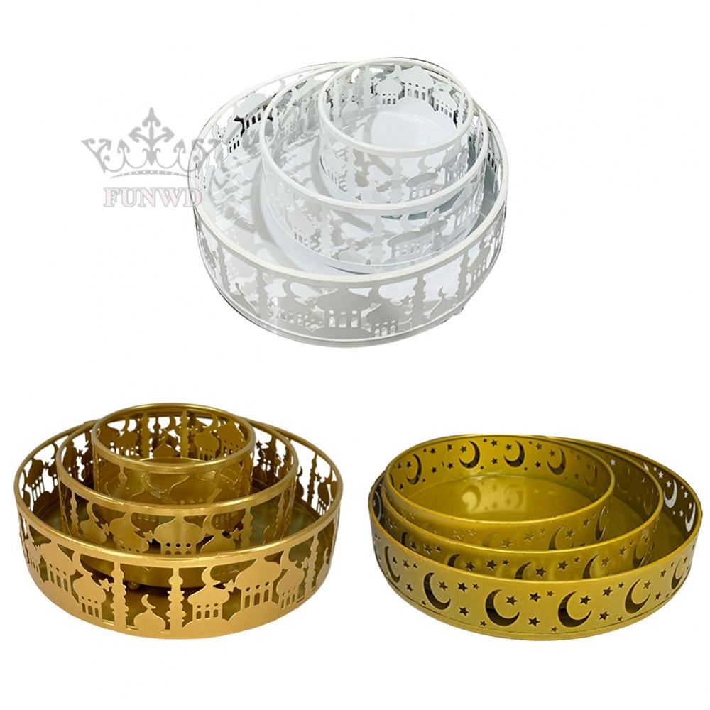 【FUNWD】Ramadan decorative trays Iftar moon tray set food display shelves party supplies Eid decorations trays