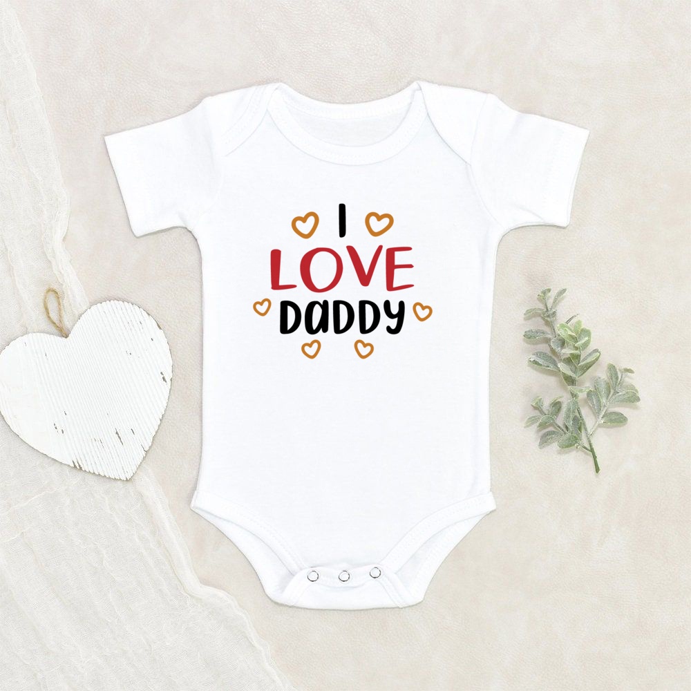 Áo Liền Quần Màu Trắng In Chữ i love my Dad Cho Bé Sơ Sinh