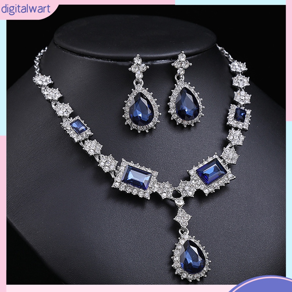 Set 2 Vòng cổ Và Bông Tai Đính Đá Sang Trọng Cho Nữ