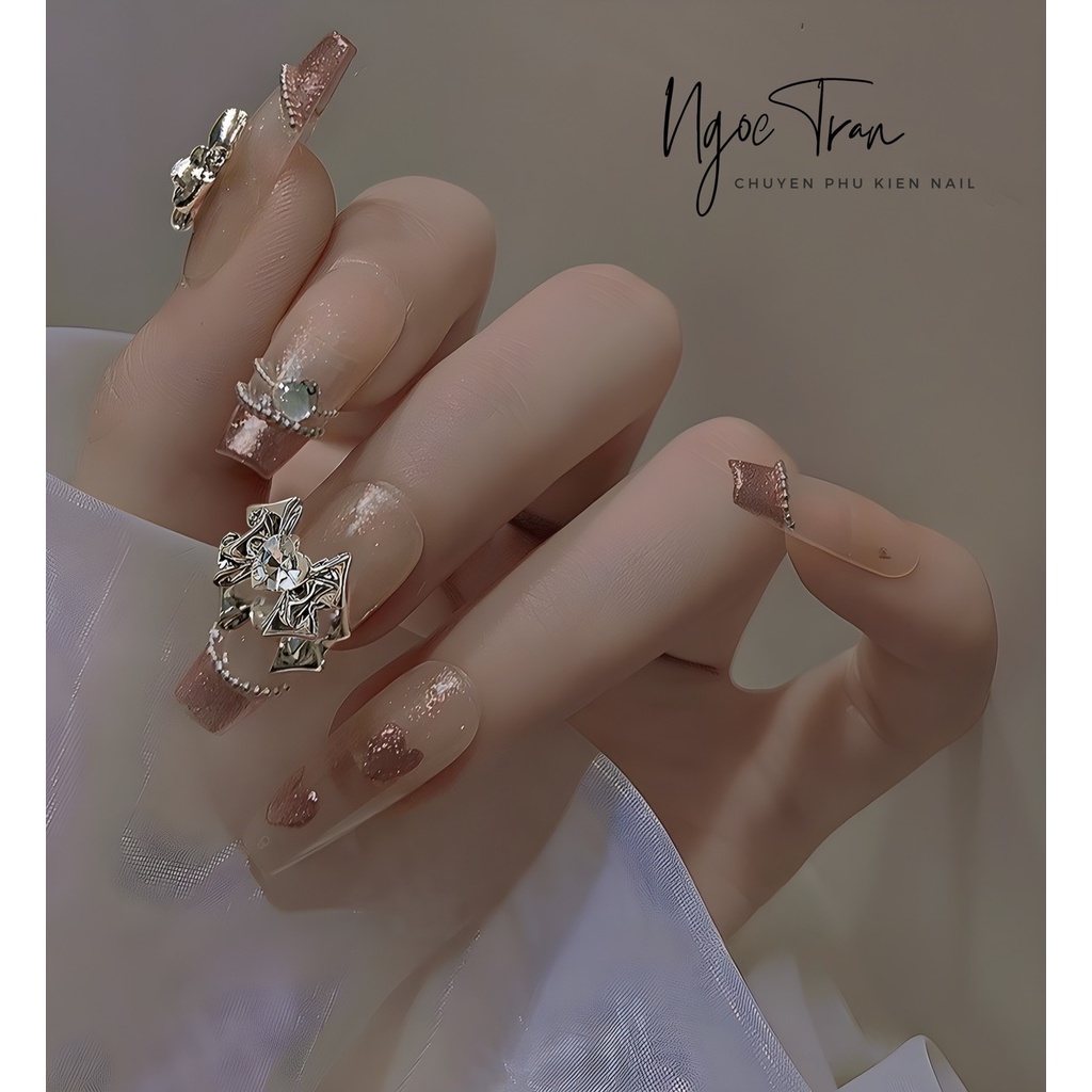 Charm Nơ Kim Loại Vàng Bạc Mới 2023 | Trang Trí Móng Tay