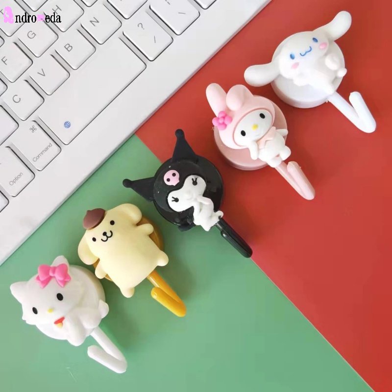 SANRIO Móc Treo Đồ Dán Tường Bằng Nhựa Họa Tiết Hoạt Hình Dễ Thương