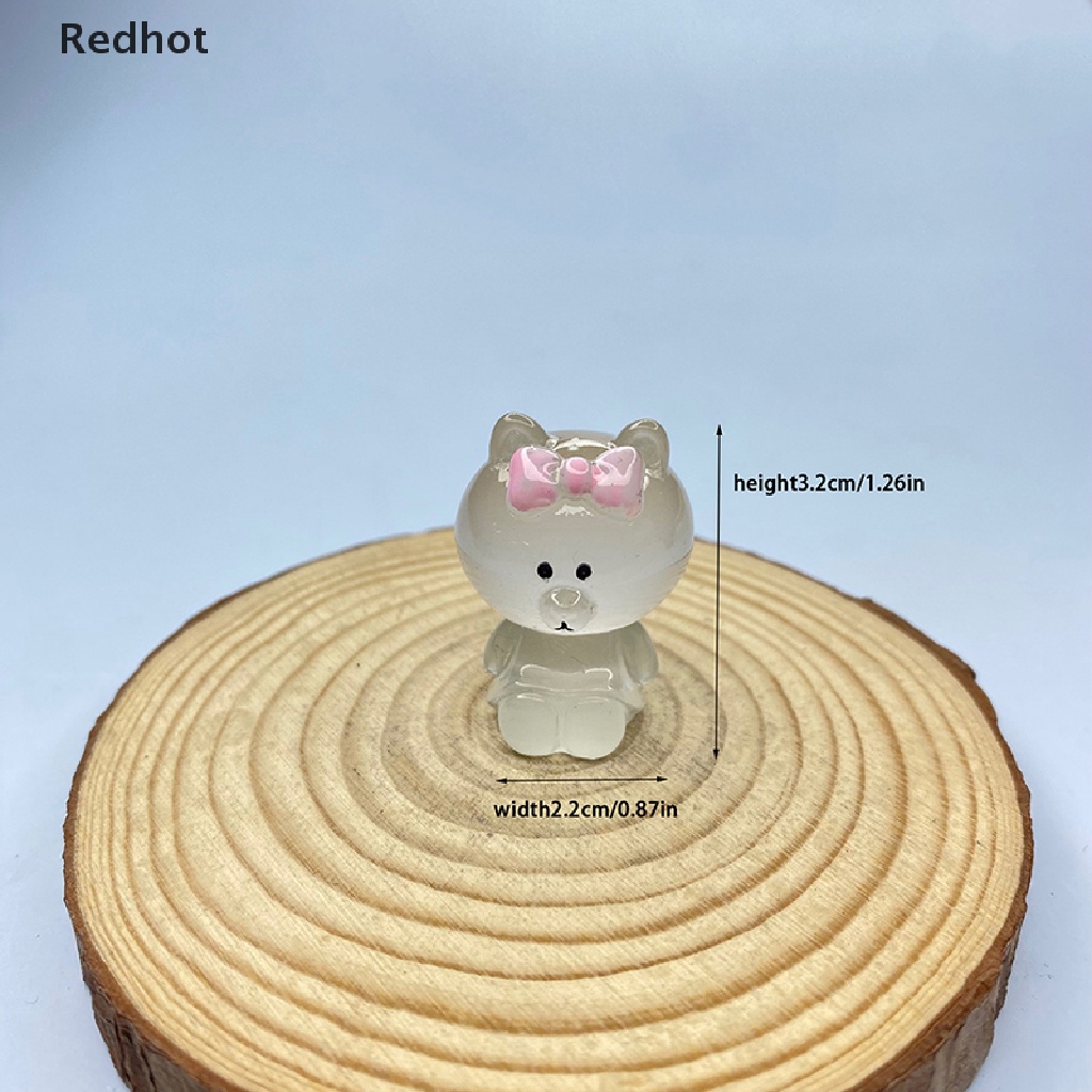 &lt; Redhot &gt; Bộ 2 Búp Bê Gấu Hoạt Hình Mini Bằng Nhựa Resin Phát Sáng Trang Trí Nhà Cửa / Xe Hơi