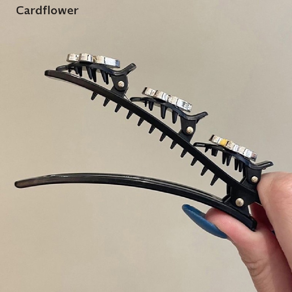 &lt; Cardflower &gt; Kẹp Tóc Bện Bằng Đá Pha Lê Lấp Lánh Hai Mái Phụ Kiện Tạo Kiểu Tóc Cho Nữ