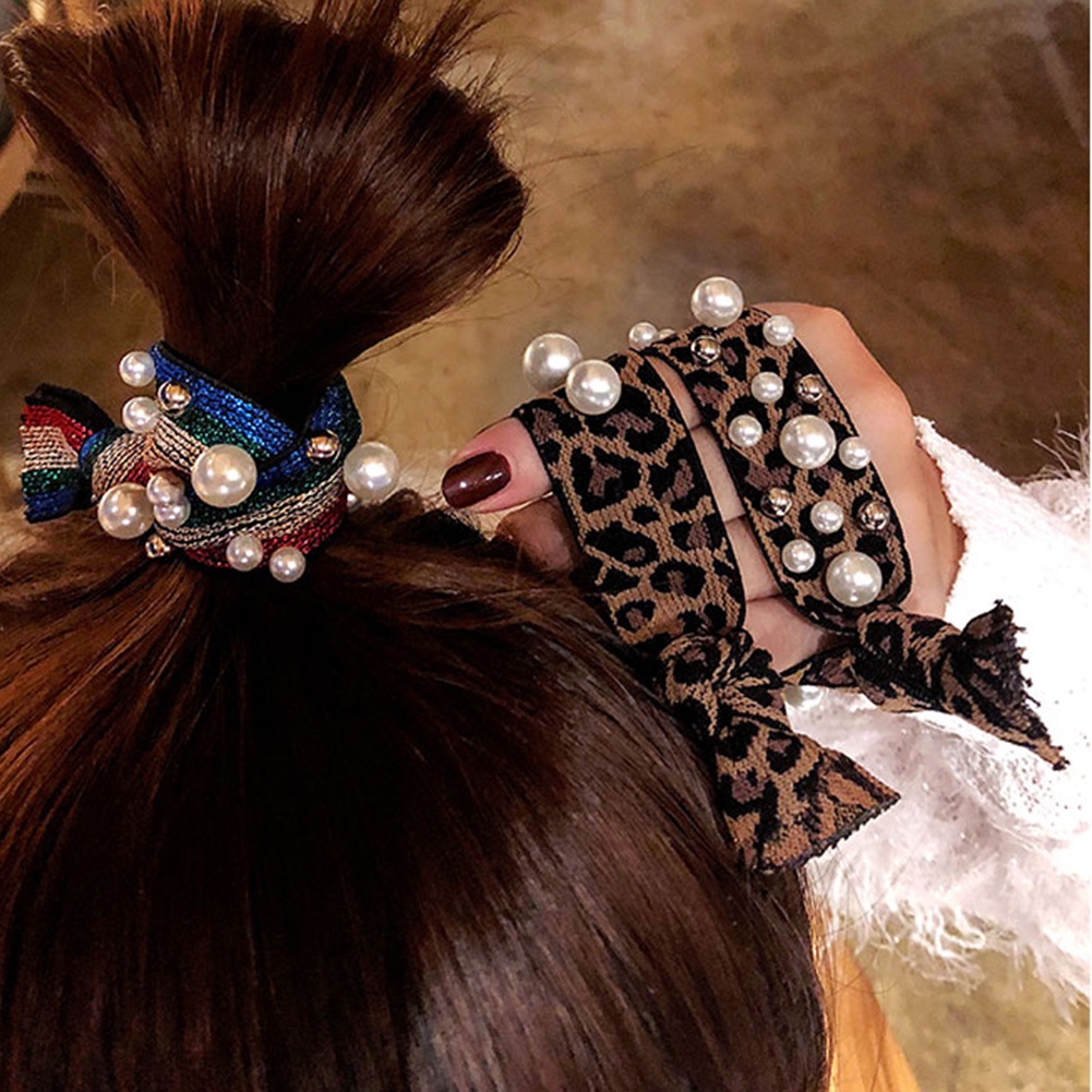 Dây Cột Tóc Đính Hạt Ngọc Trai Nhân Tạo Nhiều Màu Thời Trang Cho Nữ 4 Cái Giá Đỡ