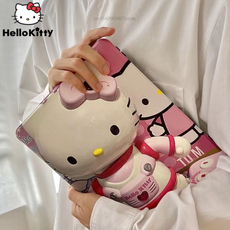 Bao Da Máy Tính Bảng Nam Châm Xoay 360 Độ Hình Sanrio Hello Kitty Cho IPad 2021 IPad 8th 9th Air3 4 5 Mini6 Ốp