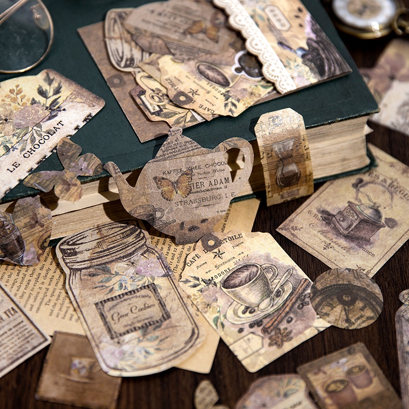 Set 40 Sticker Dán Trang Trí Nhật Ký Phong Cách Vintage