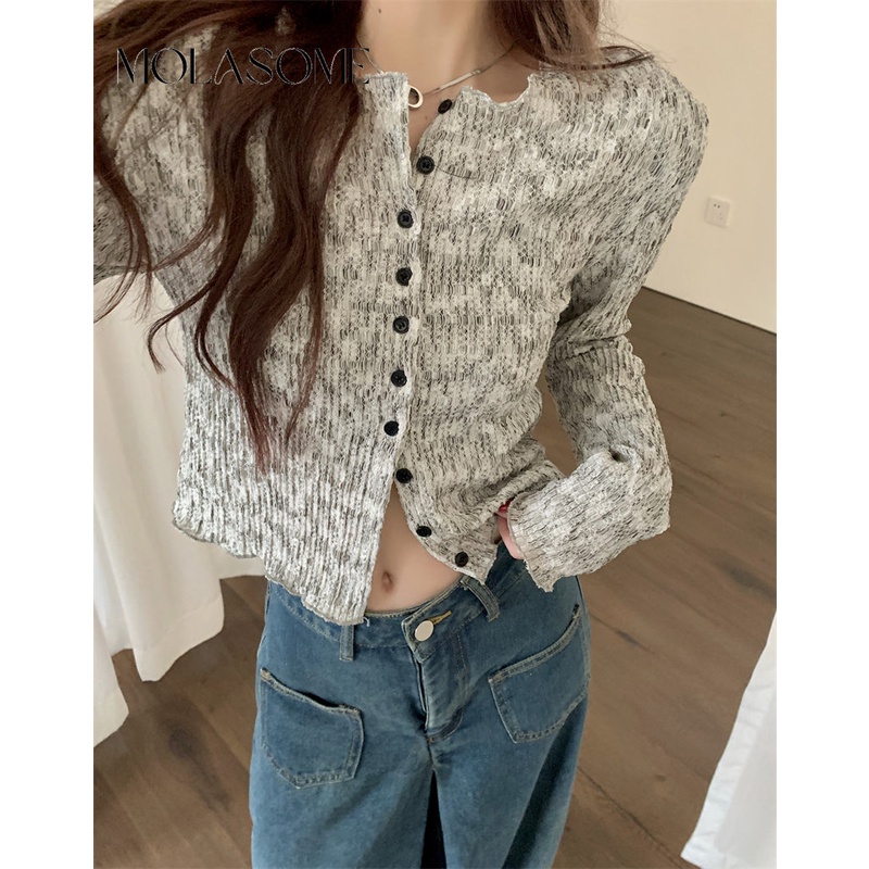 Áo Khoác Cardigan Cổ V Tay Dài Dáng Ôm Màu Tương Phản Thời Trang 2023 Cho Bạn Gái