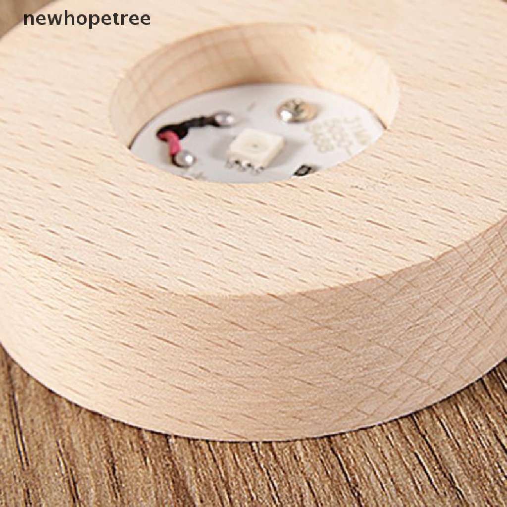 Đế Gỗ Tròn Đứng Trưng Bày Đèn LED USB Có Công Tắc Trang Trí Nhà Ở