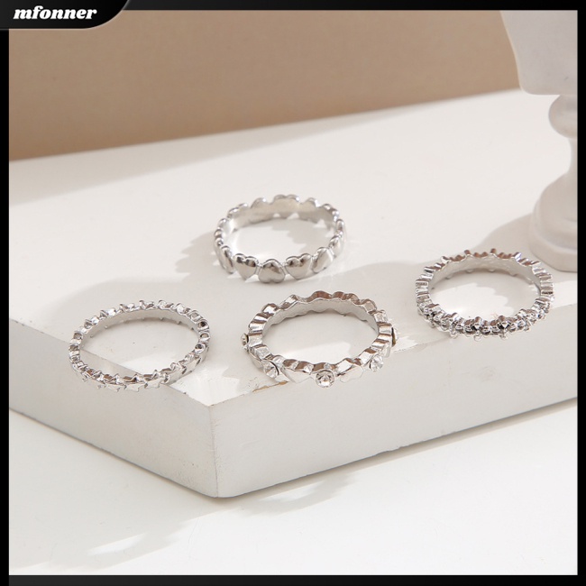 Set 4 Nhẫn Đeo Khớp Ngón Tay Thiết Kế Đa Dạng, Thời Trang