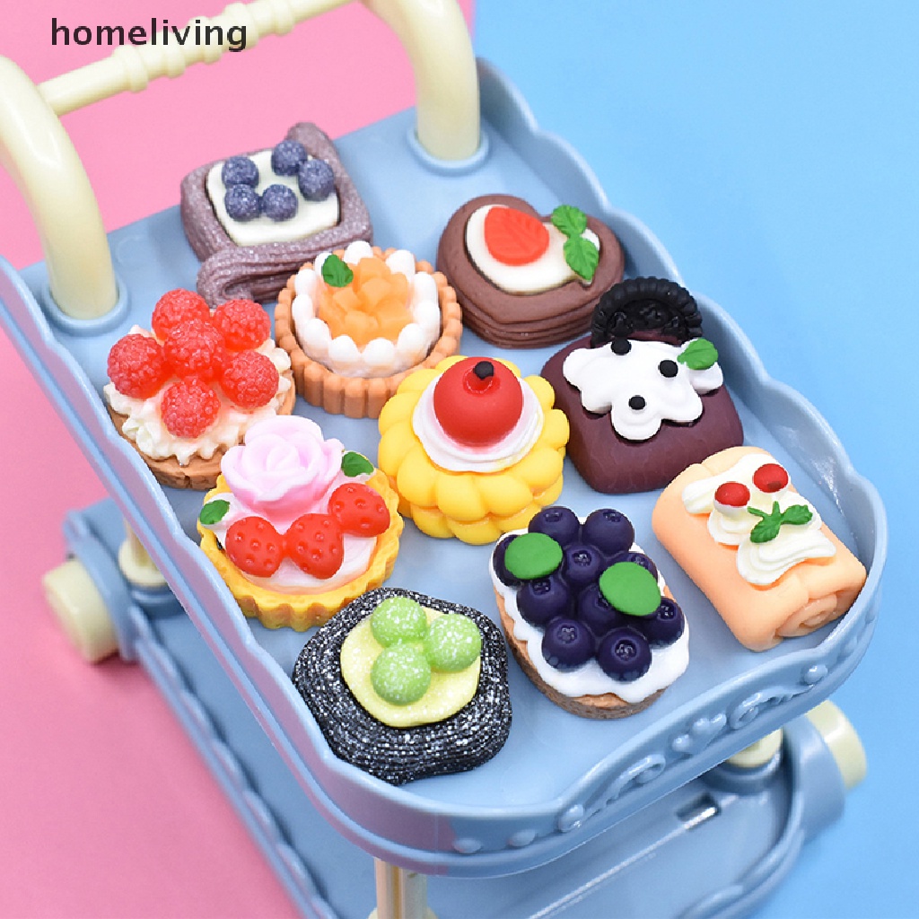 Set 10 Mô Hình Bánh Ngọt / Món Tráng Miệng Trang Trí Nhà Búp Bê DIY