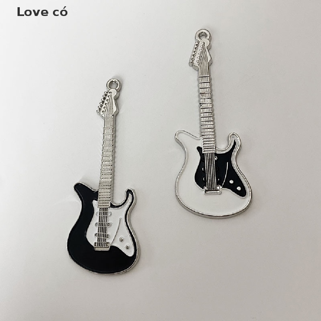 Love C Y2K Phụ Kiện Kẹp Tóc Đàn Guitar Màu Trắng Đen Hình Trái Tim Phong Cách Lolita Đáng Yêu