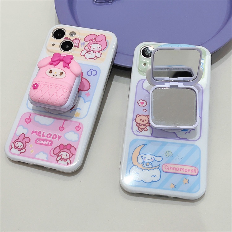 Sanrio Giá Đỡ Điện Thoại Có Thể Gập Lại Kèm Gương Hình Hello Kitty Cinnamonroll
