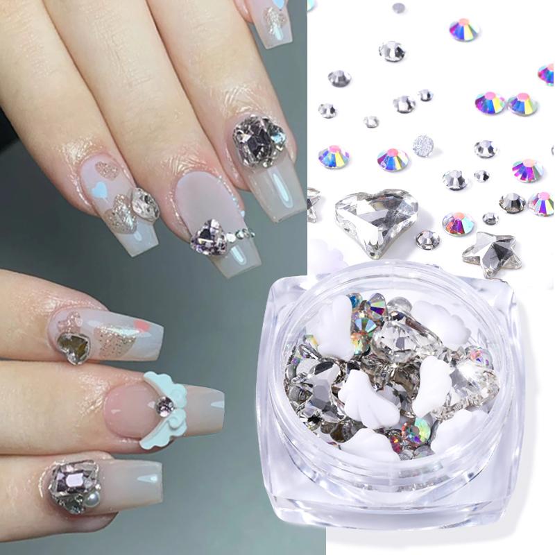 UR SUGAR Phụ Kiện Trang Trí Móng Tay 3D Hình Đôi Cánh / Trái Tim / Ngôi Sao Đáy Phẳng Bằng Acrylic