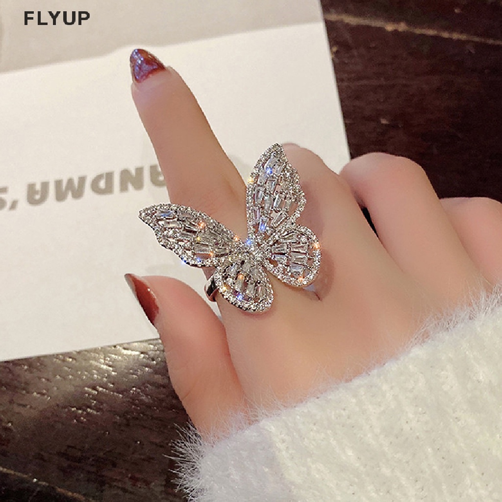 Nhẫn Hở Hình Bướm Đính Đá Zircon Thời Trang