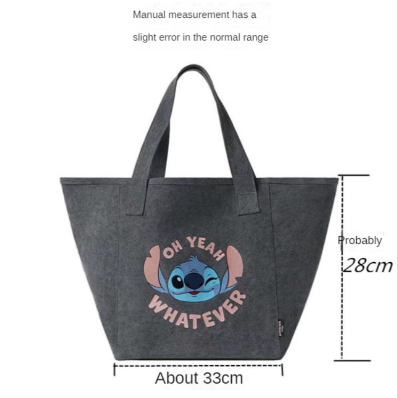 Túi Xách Đeo Vai Vải Bạt Sức Chứa Lớn Hình Stitch Cầm Tay Mẫu Mới 2023 Cho Nữ