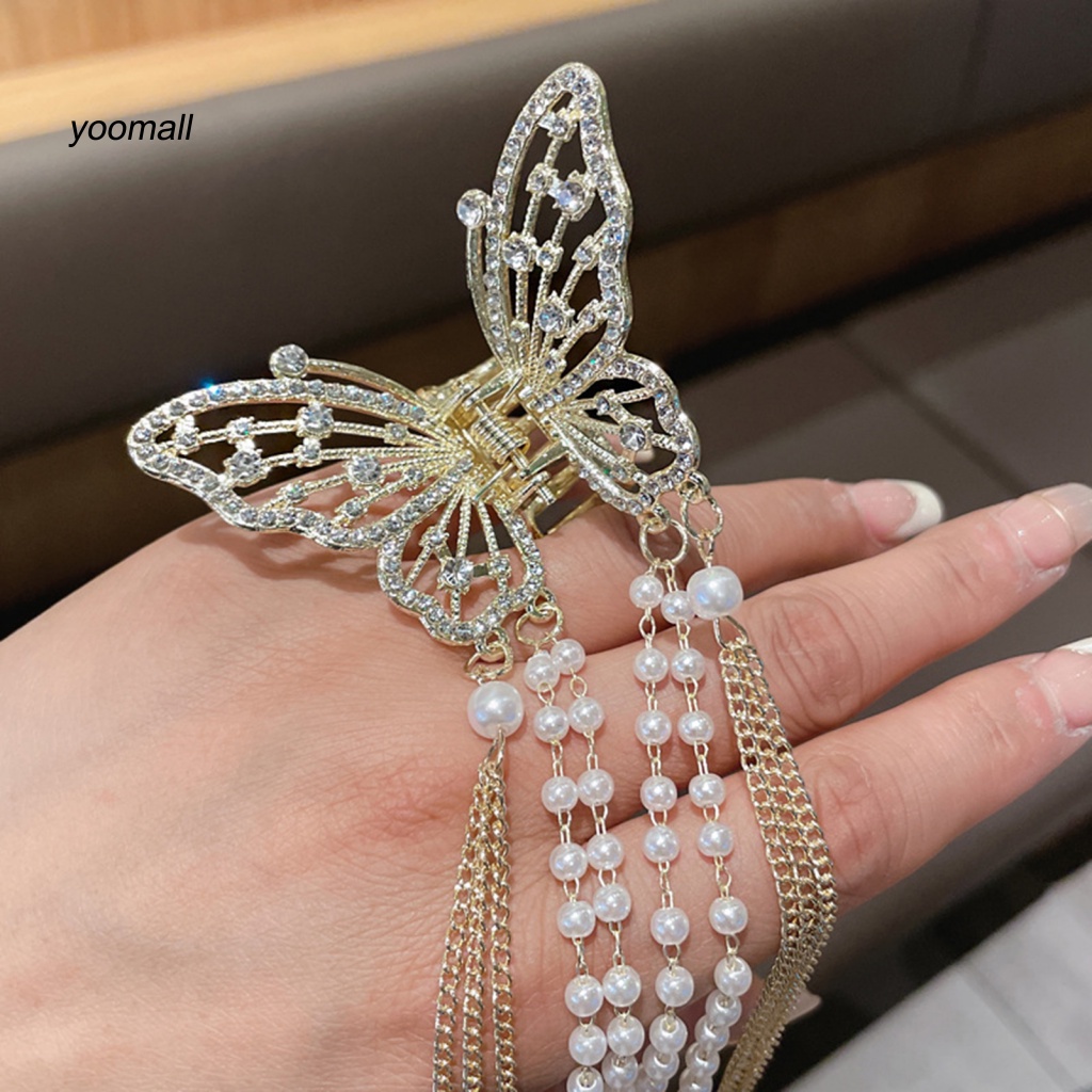 / Yo / Kẹp Tóc Càng Cua Dài Chống Trượt Chống Rơi Có Tua Rua Cho Cô Dâu