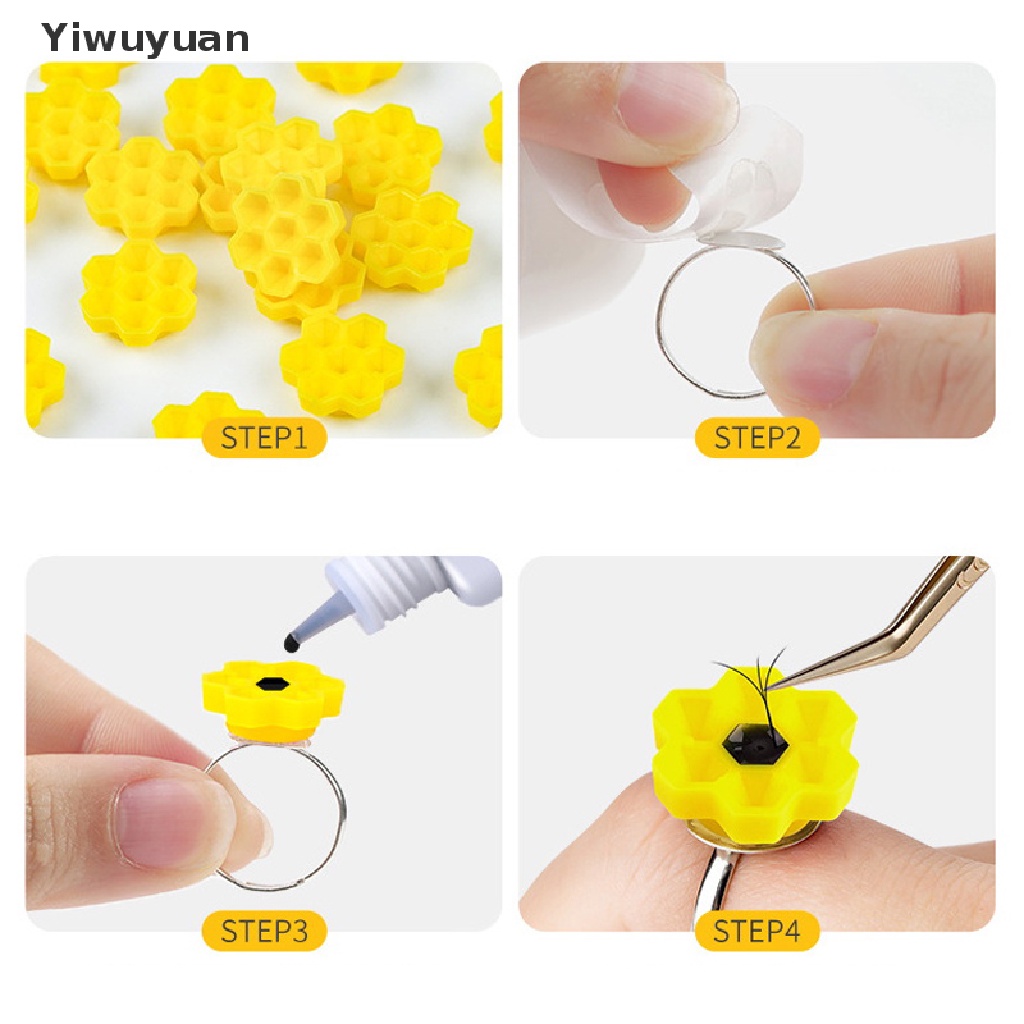 < Yiwuyuan > Túi 100 Giá Đỡ Lông Mi Giả Bằng Nhựa Không Dính Cốc