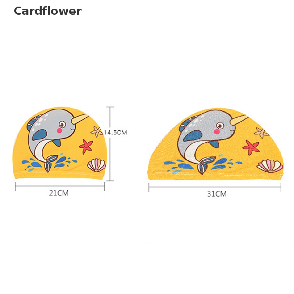 < Cardflower > Mũ Bơi Co Giãn In Hình Hoạt Hình Dễ Thương Bảo Vệ Tai Bảo Vệ Trẻ Em Đang Giảm