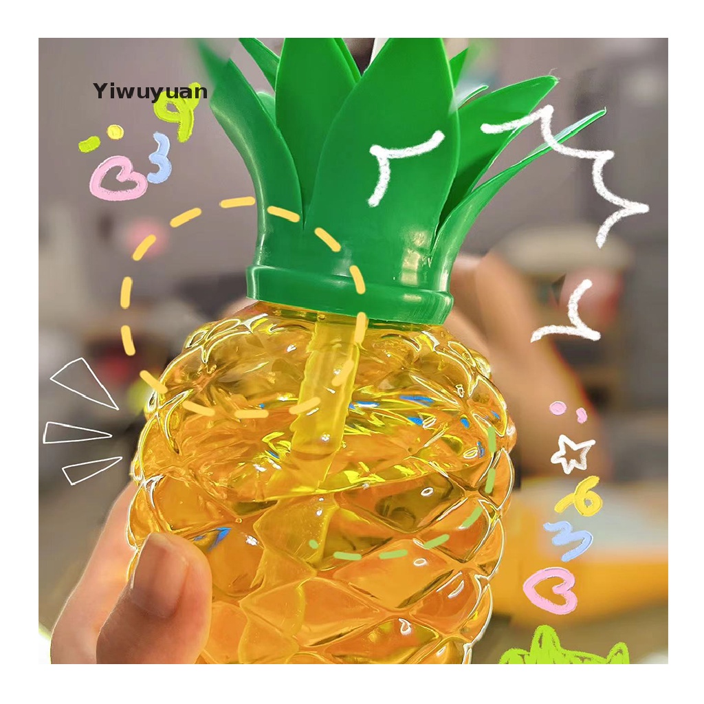 < Yiwuyuan > Chai Nước Ép 500ml Thiết Kế Hình Quả Dứa Dễ Thương Và Độc Đáo